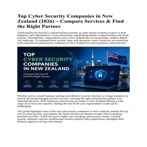 Top Cyber Security Companies in New Zealand 2026: Services & Trends | PDF