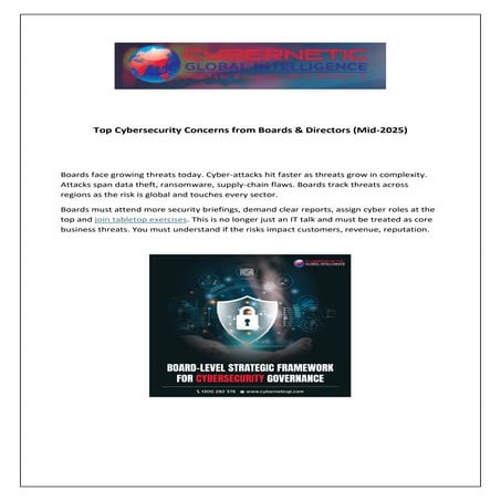 Top Cybersecurity Concerns from Boards & Directors (Mid-2025)