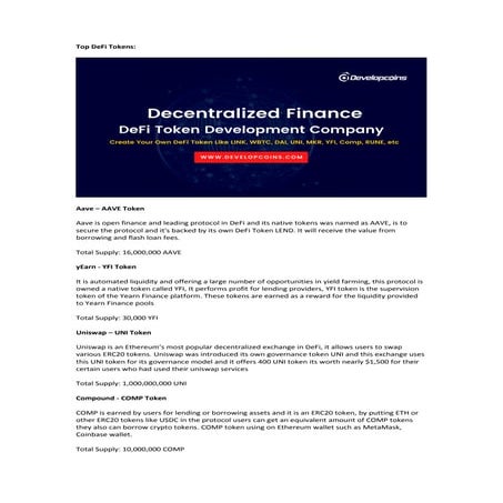 Top defi tokens