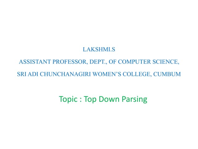 Top down parsing