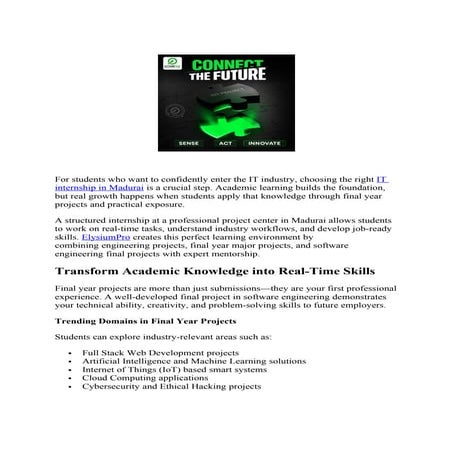 Top Final Year Projects & IT Internship in Madurai for Engineering ...