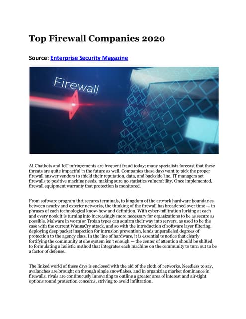 Top firewall companies 2020 converted