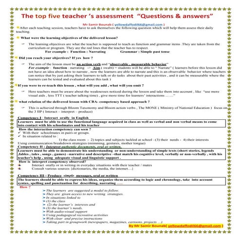 Top five assessment questions and answers