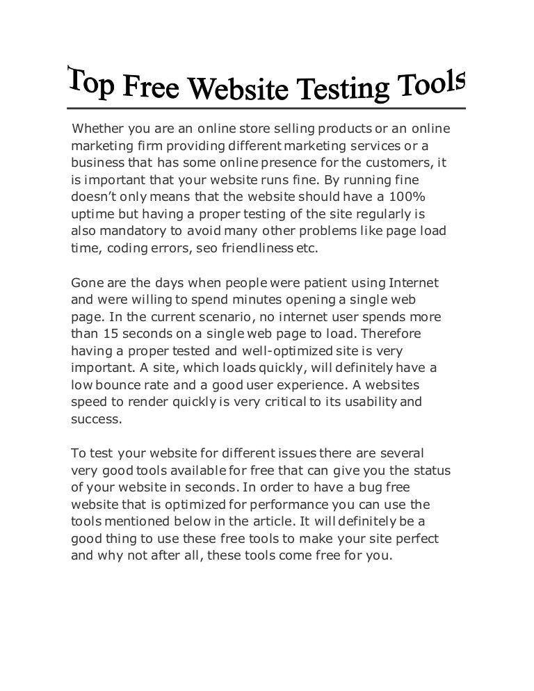 Top free website testing tools