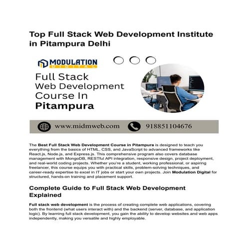 Top Full Stack Web Development Institute in Pitampura Delhi.pdf