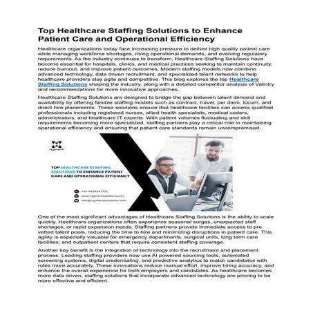 Top Healthcare Staffing Solutions to Enhance Patient Care and ...