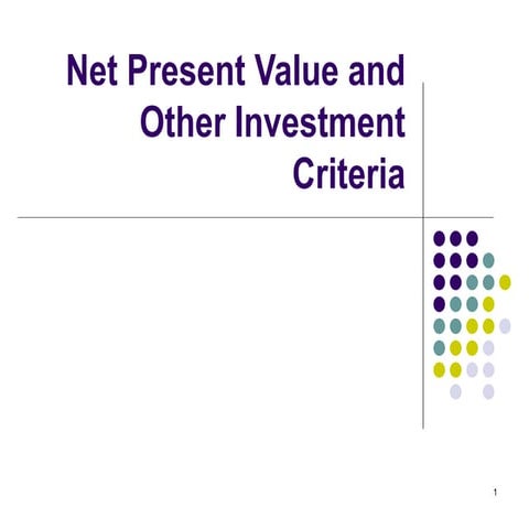 Topic 1 Npv And Other Investment Creteria