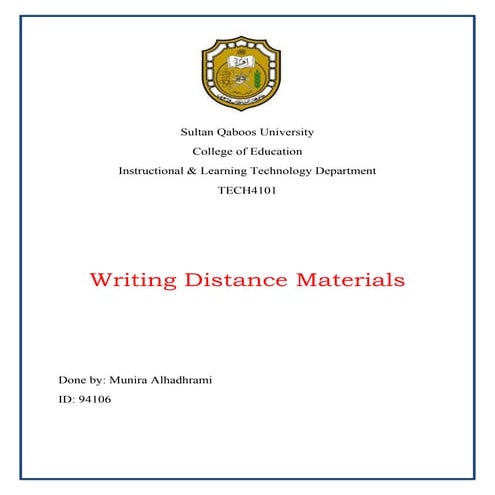 Writing Distance Materials
