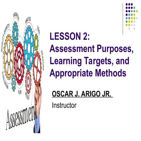 Assessment Purposes, Learning Targets, and Appropriate Methods