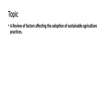 factors affecting the adoption of sustainable agriculture