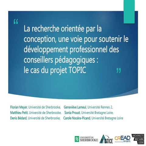  La recherche orientée par la conception, une voie pour soutenir le développe...