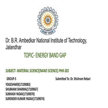 Topic  energy band gap material science ppt