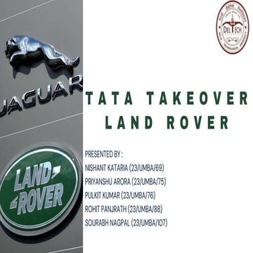 TATA TAKEOVER LAND ROVER merger with all info | PPTX