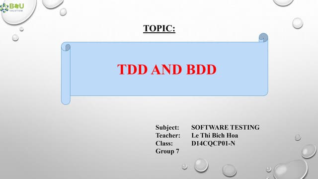 Topic tdd-and-bdd b4usolution