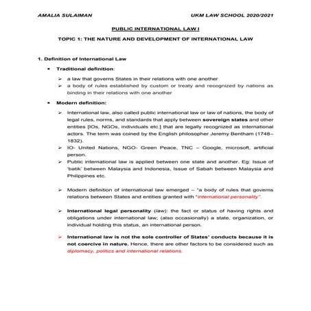 PUBLIC INTERNATIONAL LAW I