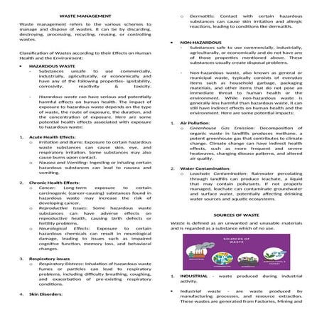 WASTE MANAGEMENT - PEOPLE AND EARTH'S ECOSYSTEM (MST-PEE)