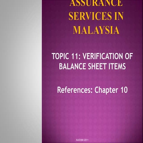 Topic 11  verification of balance sheet items (1)
