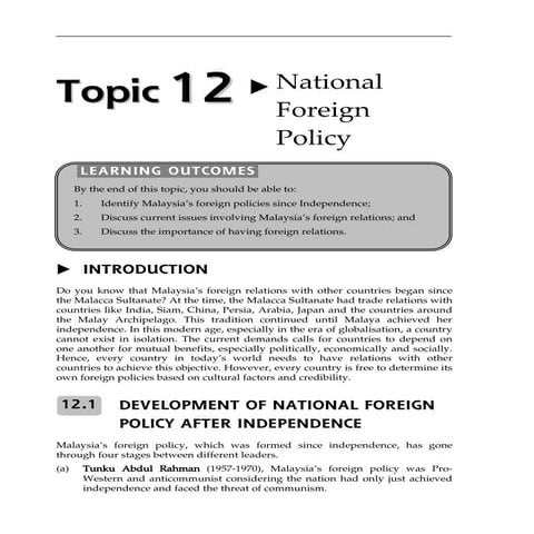 Topic 12 national foreign policy