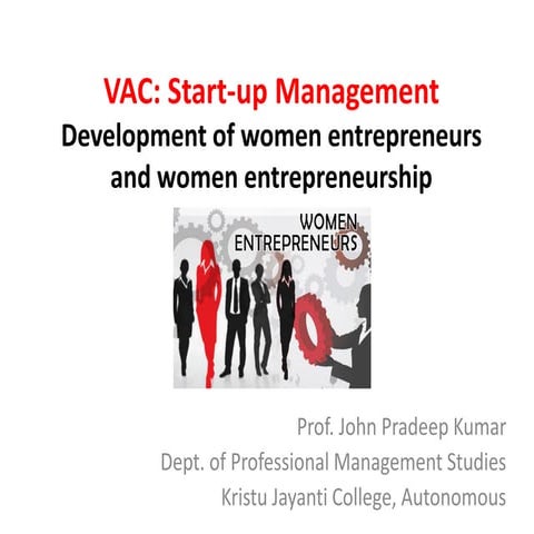 Development of women entrepreneurs and women entrepreneurship