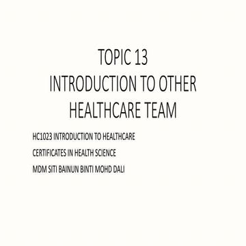 TOPIC 13 INTRODUCTION TO OTHER HEALTHCARE TEAM.pptx