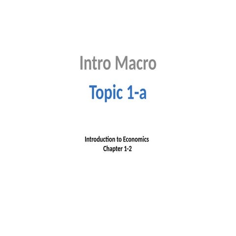 Introdoction to Economics - Macroeconomics