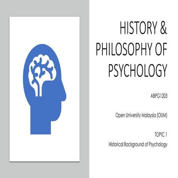 Topic 1 History and Philosophy of Psychology