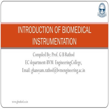 Topic 1 introduction of  biomedical instrumentation