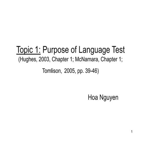 Purpose of a test