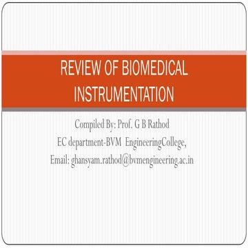 Topic 1 review of  biomedical instrumentation