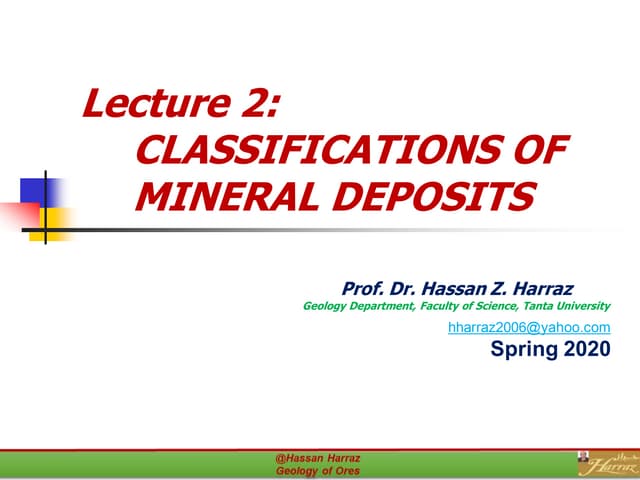 Topic 2 classification of mineral deposits
