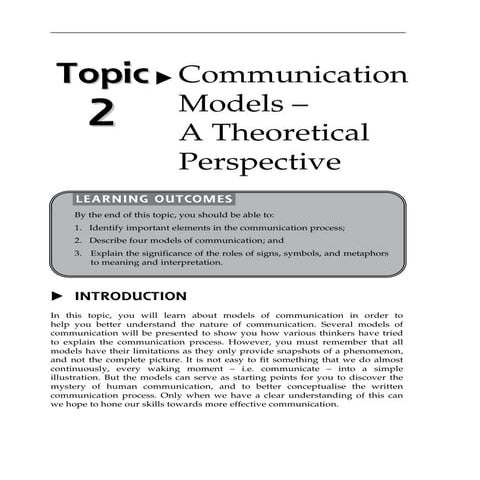 Topic2 communication models a theoretical perspective