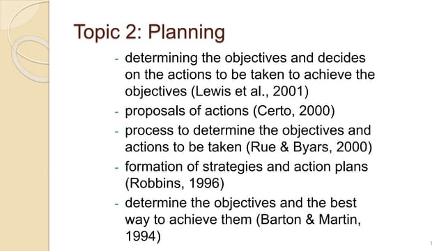 Topic 2 planning