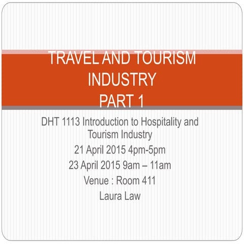 2016 DHT1113 Topic 2 travel and tourism industry - PART 1