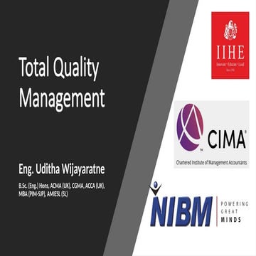 Total Quality Management And Applications