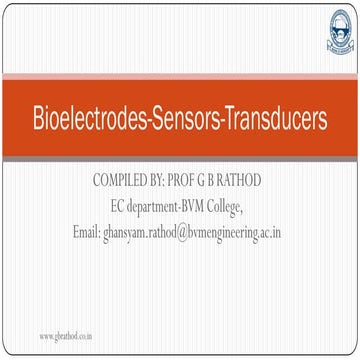 Topic 3 Bioelectrodes-sensors-transducers