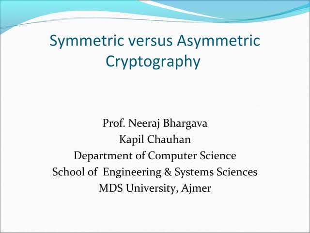 Symmetric & Asymmetric Cryptography