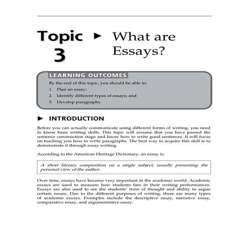 Topic 3 what are essays