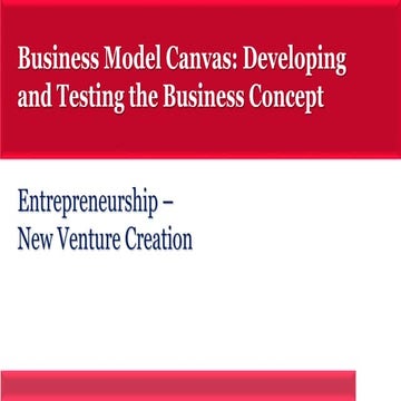 Business Model Canvas: Developing and Testing the Business Concept