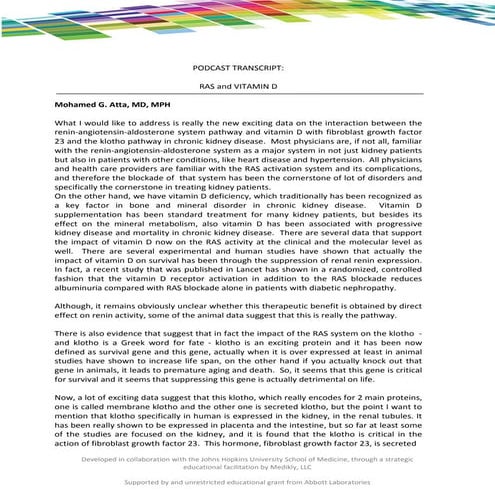 Topic 4  RAS and vitamin D
