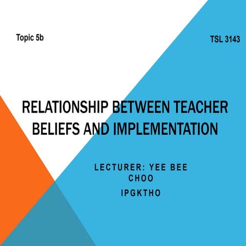 TSL3143 Topic 5b Relationship Between Teacher Belief and Implementation
