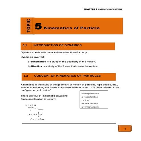 Topic 5 kinematics of particle