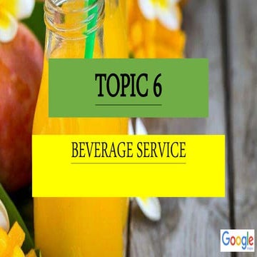 Topic 6.1 beverage service equipment