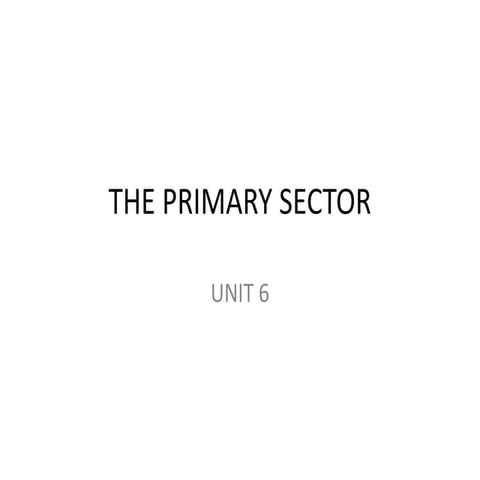 Topic 6 Primary Sector