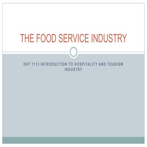 2015 DHT1113 Topic 6 the food service industry