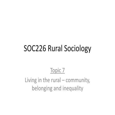 SOC226 Topic 7