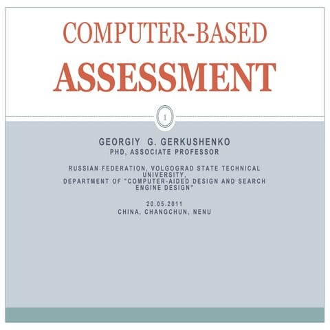 Lecture 3. Computer-based assessment