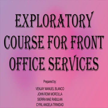 LAYOUT AND SECTIONS OF FRONT OFFICE | PPTX