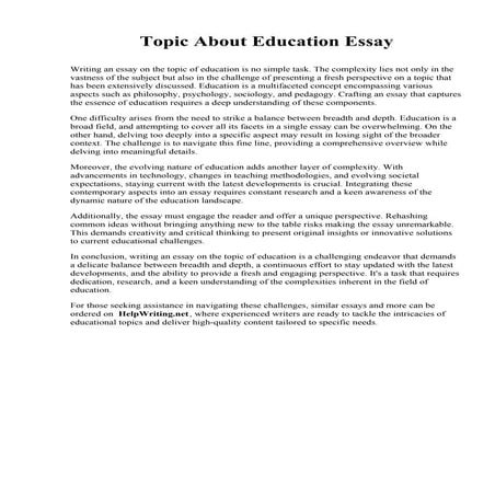 Topic About Education Essay. Greenville Technical College