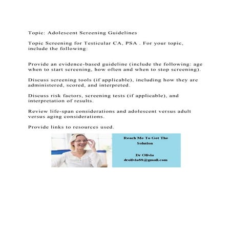 Topic Adolescent Screening GuidelinesTopic Screening for Test.docx