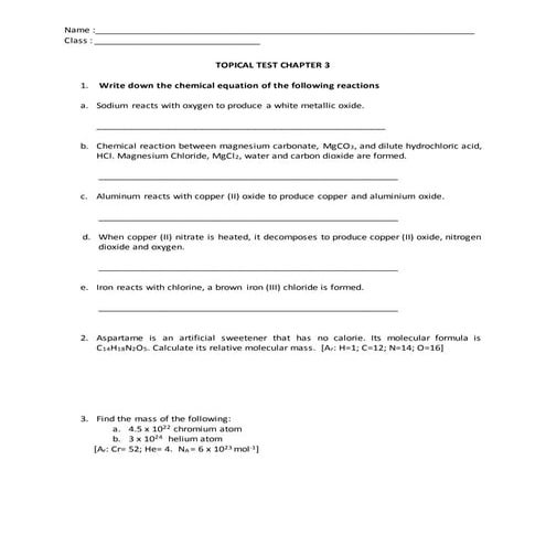 Topical test chapter 3 Chemistry Form 4